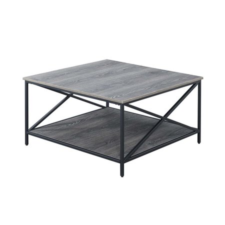 CONVENIENCE CONCEPTS Tucson Metal Square Coffee Table, Weathered Gray & Black HI2540013